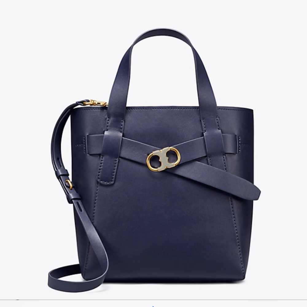 NWT Tory Burch Gemini Link Small Leather Bag, Navy